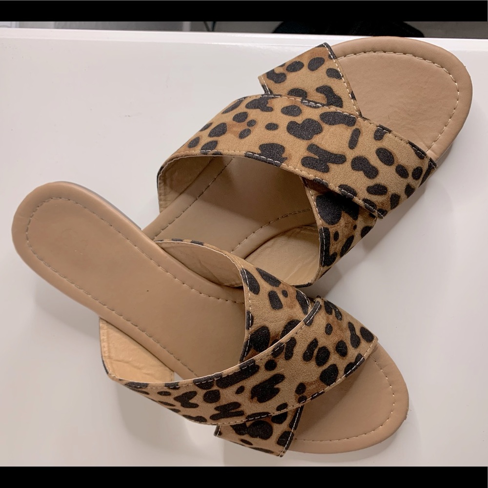 Cheetah Print Cross Sandals